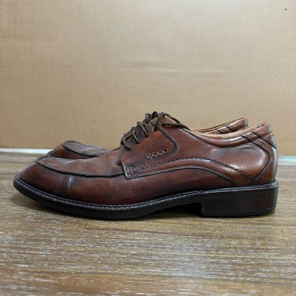 ECCO Men’s Dress Shoes Lace Up Oxford Brown Leather Men's Brown Leather Dress Sz - Picture 3 of 8